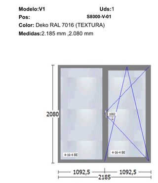 Balconera PVC RAL 7016 Texturizada Son correderas.