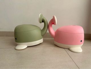 Orinal infantil ballena verde y rosa