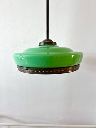 Lámpara colgante verde con cristales