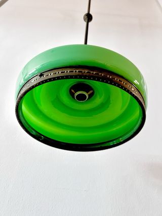 Lámpara colgante verde con cristales