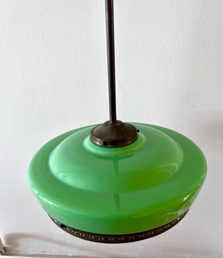 Lámpara colgante verde con cristales