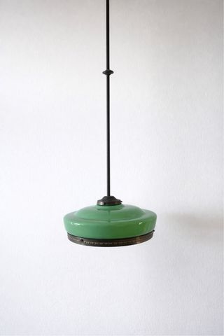 Lámpara colgante verde con cristales