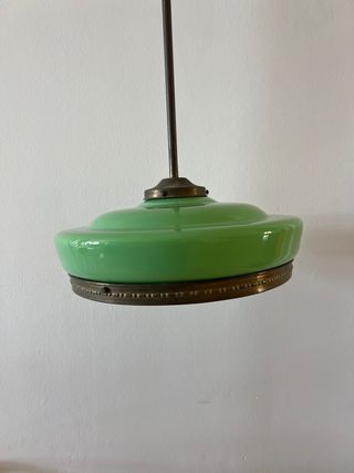 Lámpara colgante verde con cristales