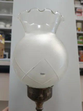 Lume antico argento e onice con vetro