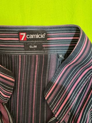 Camicia 7 Camicie Slim Righe Rosa Nero Taglia xl