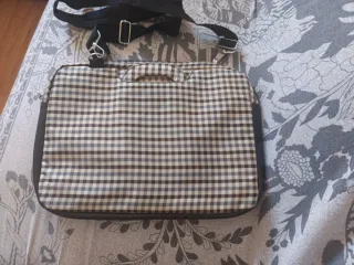 Bolso para portátil cuadros marrón y gris