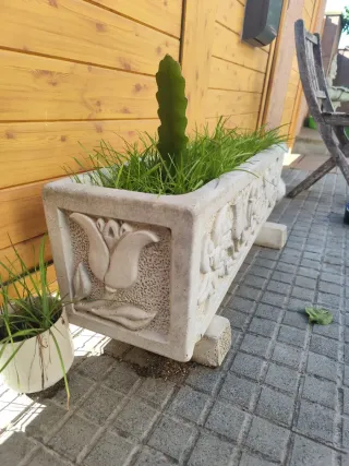 Jardinera Hormigón Rectangular Blanca