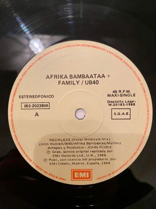 Vinilo Maxi 45 Afrika Bambaataa & UB40 - Reckless