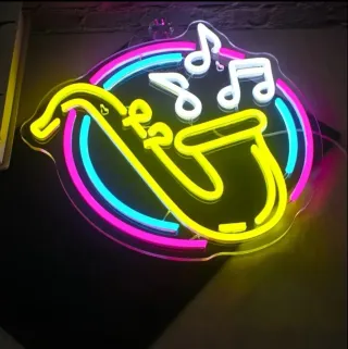 Lampada Neon LED "SAX Note Musicali"