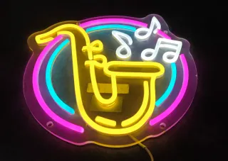 Lampada Neon LED "SAX Note Musicali"