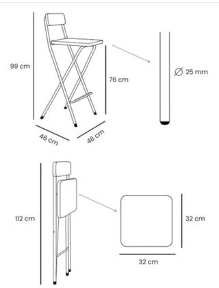 Taburetes altos plegables metal y madera