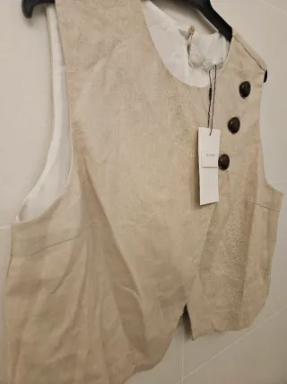 Crop top lino Zara abalorios