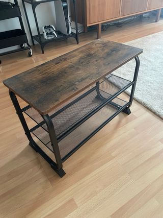 Banco zapatero madera y metal