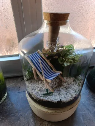 Terrario Decorativo con Mini Silla Playa