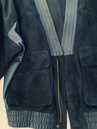 Chaqueta Vintage de piel azul