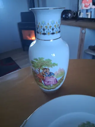 Jarrón y plato decorativo vintage