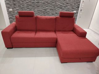 Divano letto Poltronesofà rosso tessuto