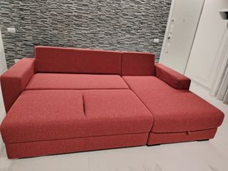Divano letto Poltronesofà rosso tessuto