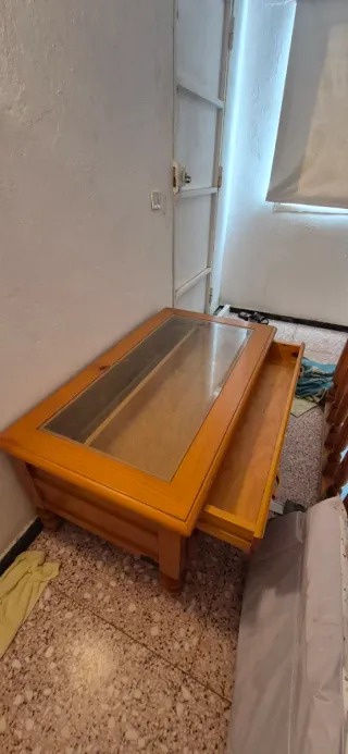 Mesa de centro madera y cristal