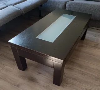 Mesa de centro elevable madera y cristal