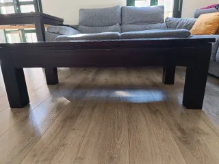 Mesa de centro elevable madera y cristal