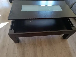 Mesa de centro elevable madera y cristal