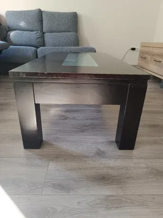 Mesa de centro elevable madera y cristal