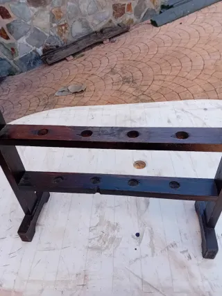 Hachero portavelas antiguo madera oscuro