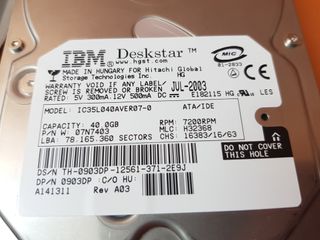 Disco Duro IBM Deskstar 40GB IDE/ATA IC35L040