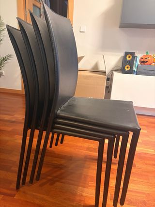 Pack 4 Sillas Comedor Piel Negra