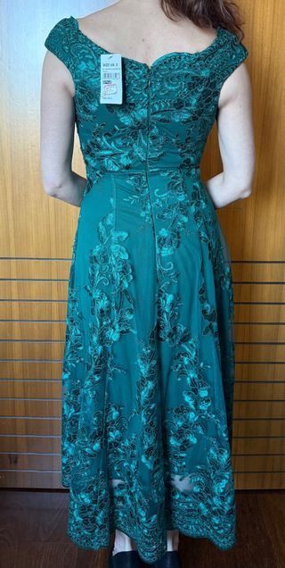 Vestido Fiesta Verde Esmeralda con Encaje