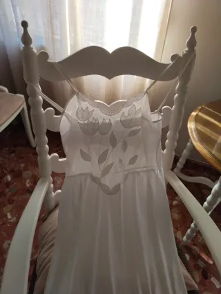 Conjunto camisón y batin blanco raso