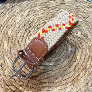 Cinturón trenzado beige y multicolor