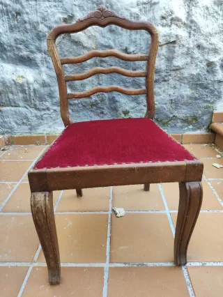 Silla antigua madera maciza asiento terciopelo