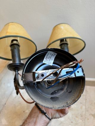 Aplique doble de pared metal dorado y marrón