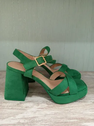 Sandalias verdes tacón plataforma talla 36/37