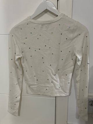 Camiseta Bershka pelito con pedrería XS