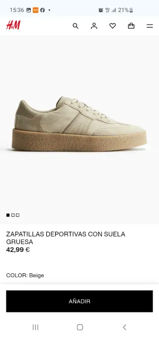 Zapatillas H&M Piel Beige Suela Gruesa