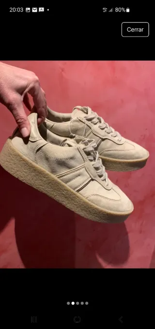 Zapatillas H&M Piel Beige Suela Gruesa