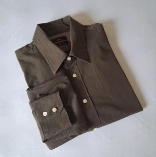 Camicia Uomo XXL 100% Cotone Marrone