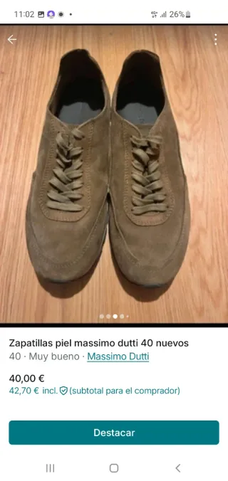 Zapatillas Massimo Dutti Piel Talla 40