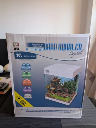 Pecera Nano Aqua LED Crystal + Filtro