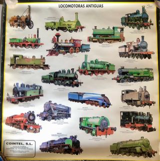 Láminas antiguas trenes RENFE acuarela