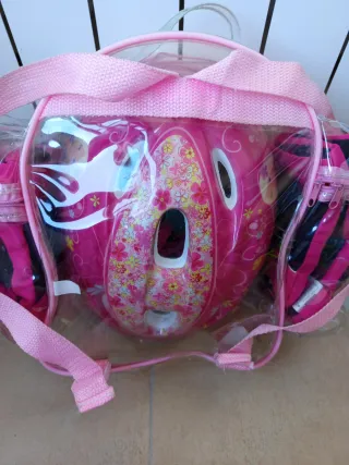 Pack protecciones patines/bicicleta rosa