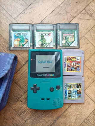 Consola Game Boy Color Verde con Funda y Juegos