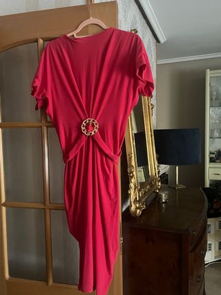 Vestido fiesta Cherubina rojo talla L coral frambu