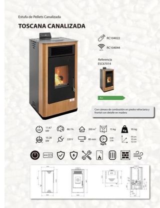 Estufa de pellets Canalizada Nueva CAST1018