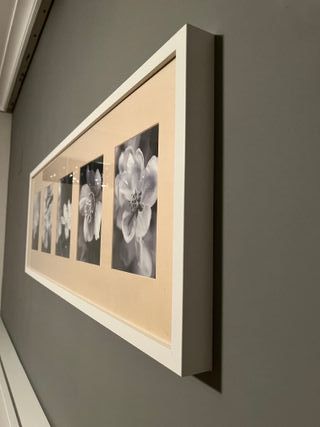 Cuadro decorativo flores blanco y beige