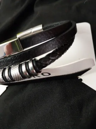 Pulsera Cuero y Acero Hombre