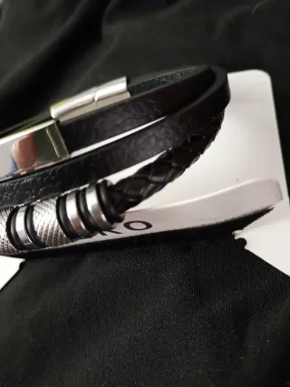 Pulsera Cuero y Acero Hombre